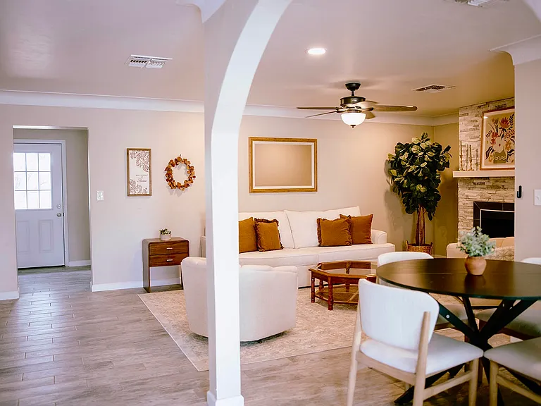 Shared living room and dining space