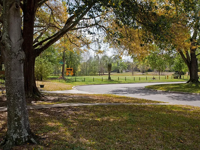 view of park from enclosed front porch