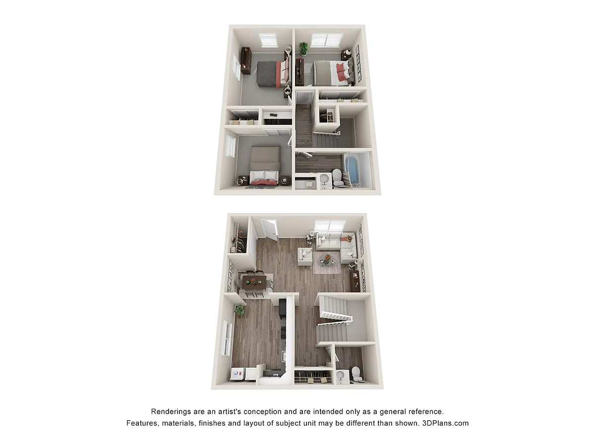 Floor plan Three Bedroom Townhome