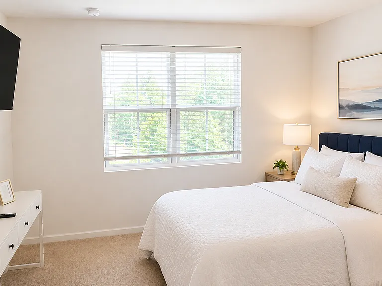 Cozy Master Bedroom with new 50 inch 4K TV