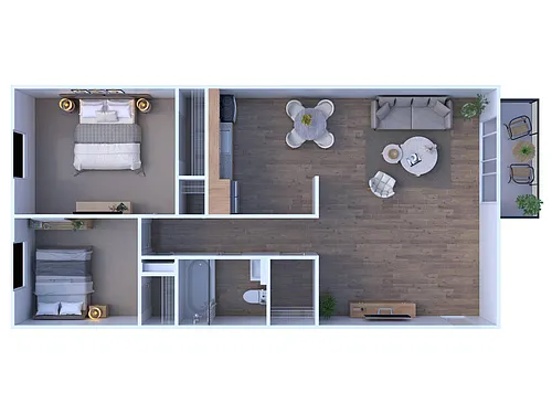 Floor plan 2BR - 1BTH DLX
