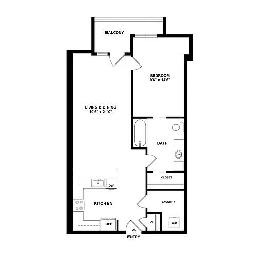 Floor plan 1 Bed/1 Bath