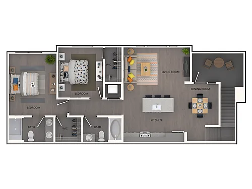Floor plan Two BR Two BA B5