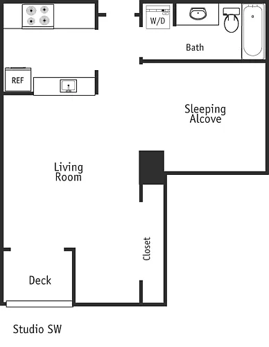 Floor plan Studio SW - A 560