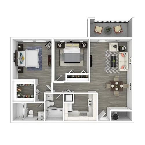 Floor plan 2 Bed 2 Bath 2D