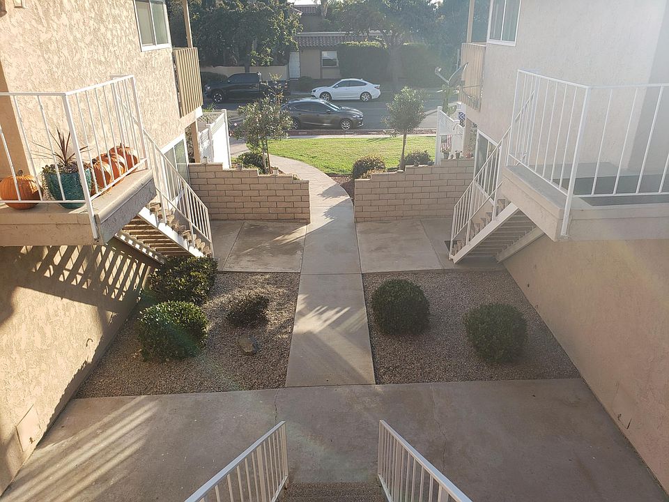 VIEW FROM DECK INTO COURTYARD