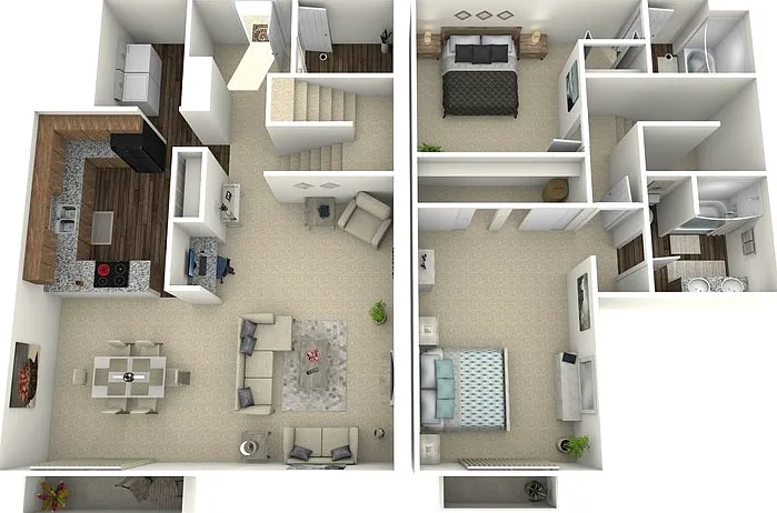 Two bedroom, two and a half bath, 1,404 square foot floor plan Two bedroom, two and a half bath, 1,404 square foot floor plan