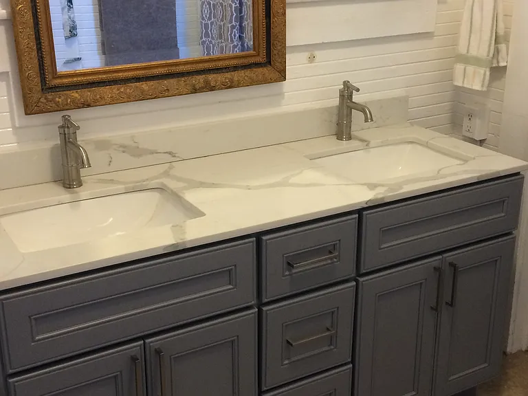 double vanity with a real marble counter