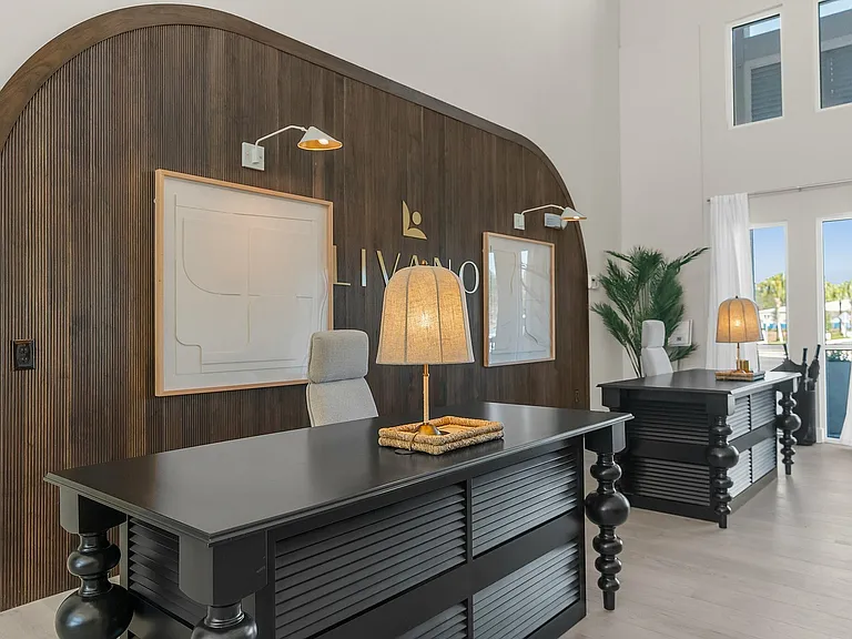 Experience a welcoming atmosphere in this chic reception space, perfect for modern living.
