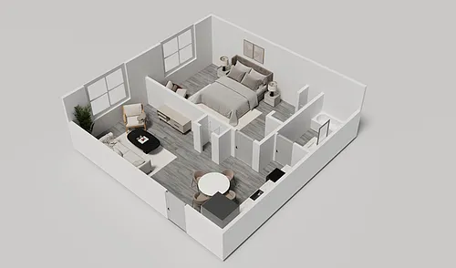 Floor plan Larger One Bedroom