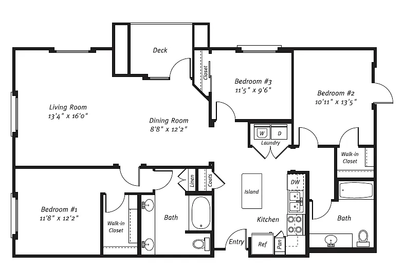 Floor plan 3 Bed 2 Bath Plan A