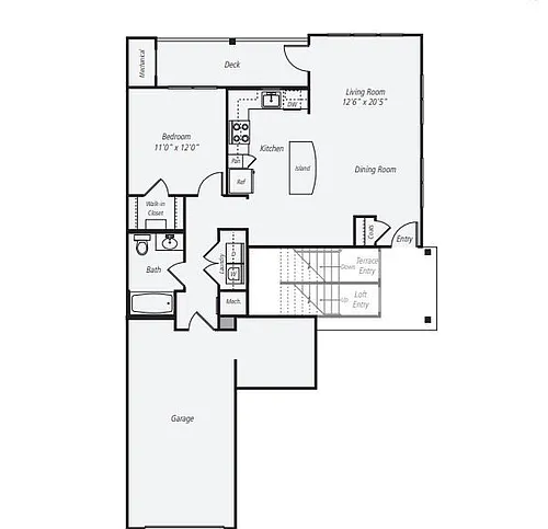 Floor plan 1x1C