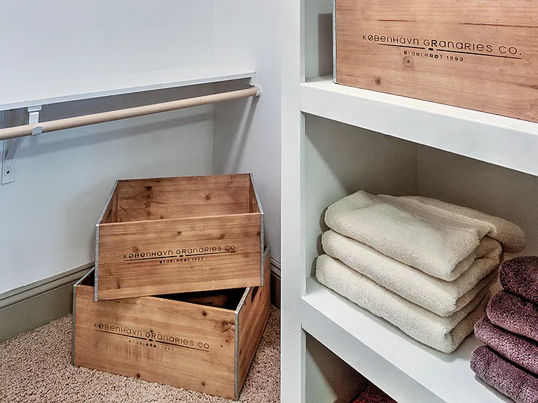 Ample closet space with build-in shelves
