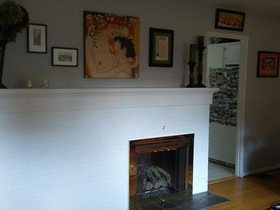 seven foot long mantel in LR