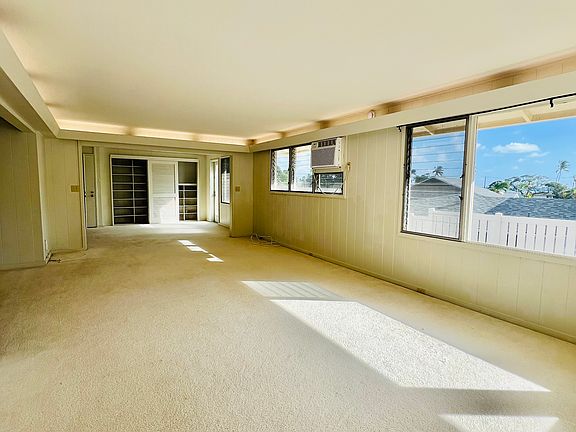 Spacious living room with built-in storage