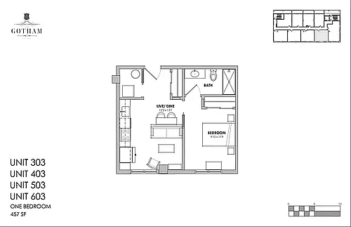 Floor plan 1 Bed 1 Bath NORTH