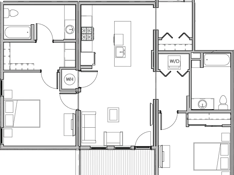 Two bedroom, two bath, 1,108 square feet Two bedroom, two bath, 1,108 square feet
