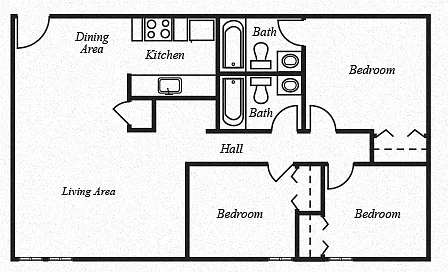 Floor plan Three Bed Two Bath