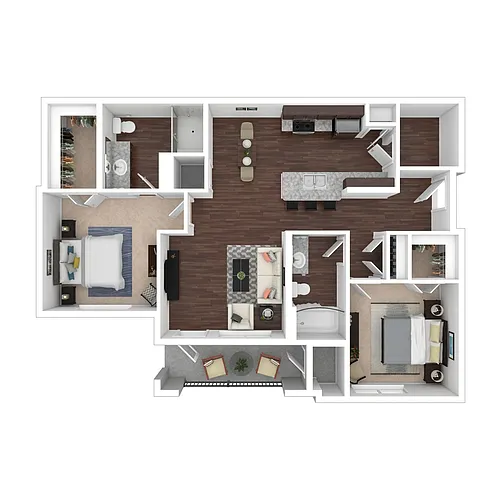 Floor plan Two Bed Two Bath C1