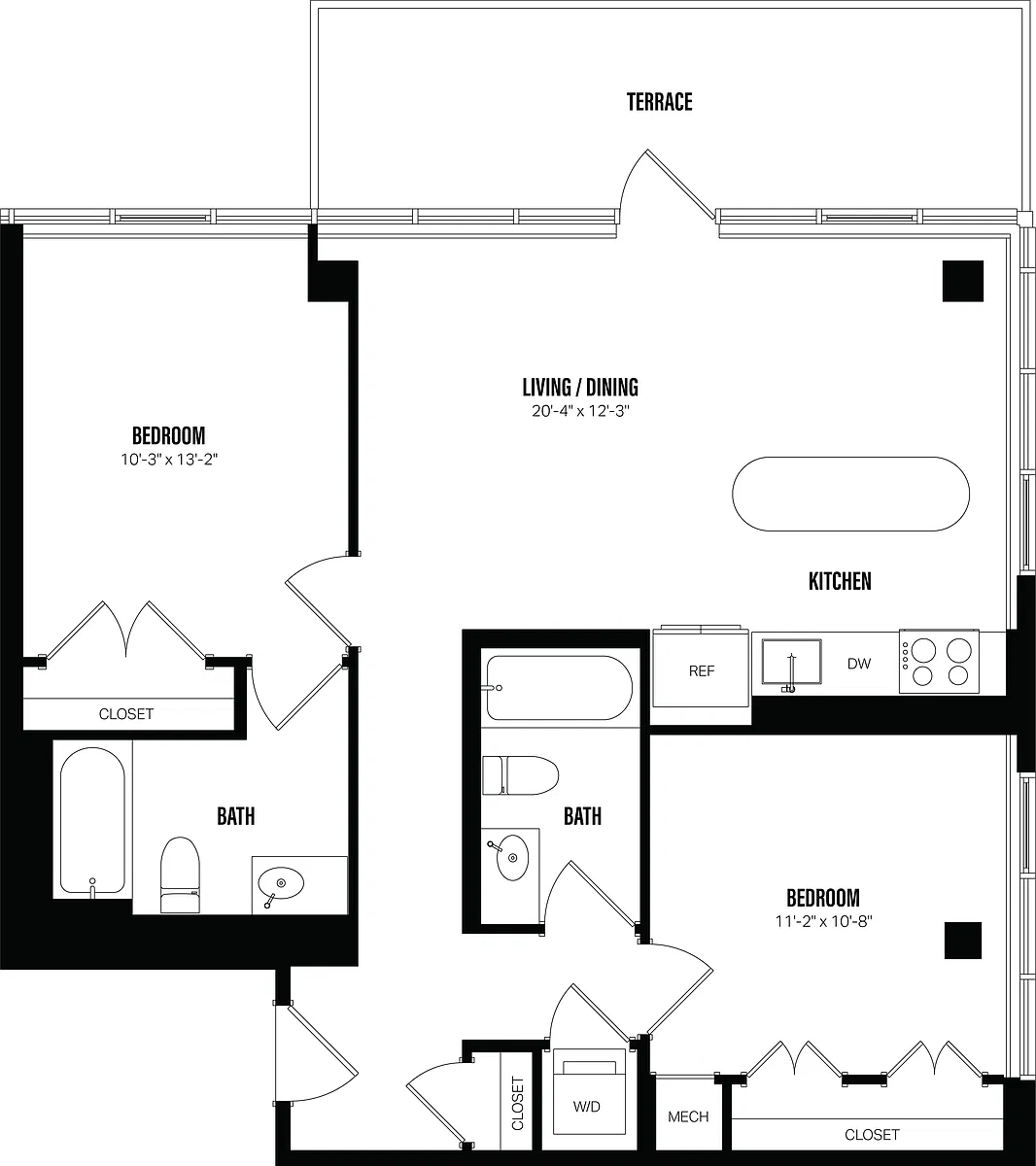 Floor plan 2 Bed/2 Bath-F9
