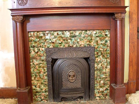 One of two fireplaces