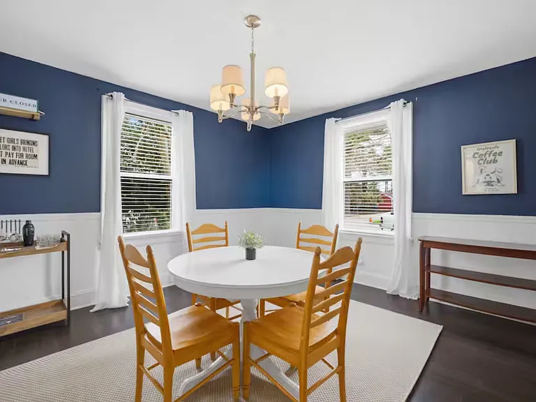 The dining nook is a great spot for morning coffee or a quiet dinner.