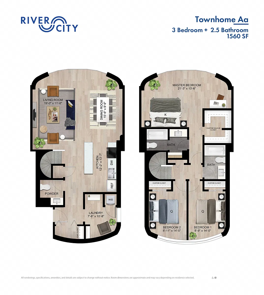 Floor plan 3 BR Townhouse Type A