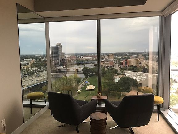 Living area with city view