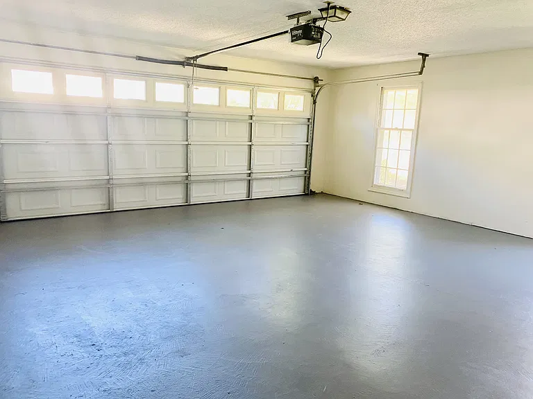 Large 2 car garage.