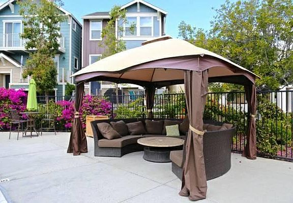 Cabana in swimming pool