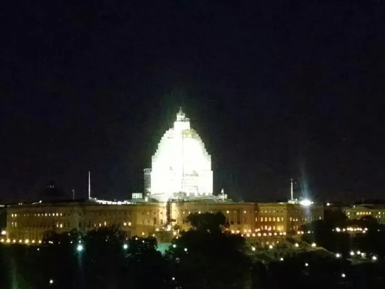 capital view from roof deck at night