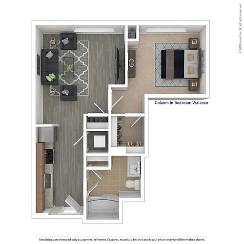 Floor plan A03 - 1 bed/1 bath