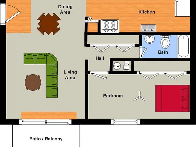 1 BR, 1 Ba Flat Floorplan 1 BR, 1 Ba Flat Floorplan