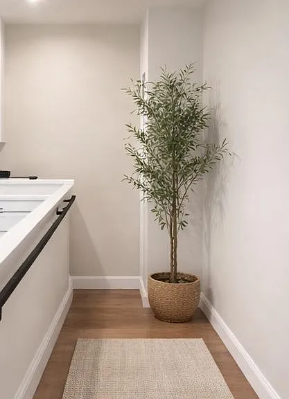 Landing right outside room 1 leading to washer/drywr walkway, full bathroom and also toward room 2
