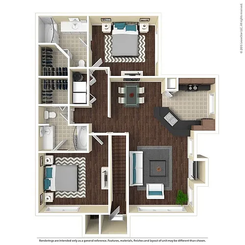 Floor plan B2 The Richmond - 2 Bedroom, 2 Bathroom