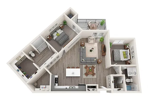Floor plan B3: 2 Bed 2 Bath