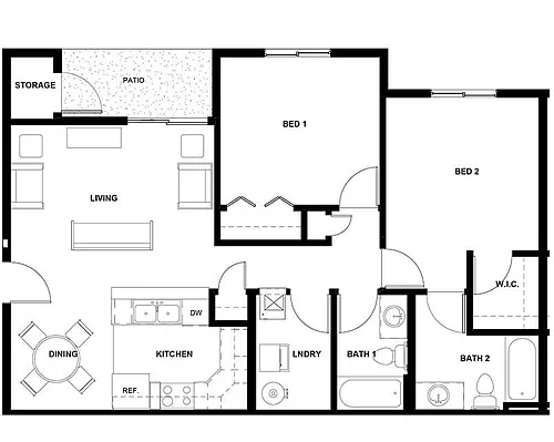 Floor plan 2 Bedroom 2 Bathroom
