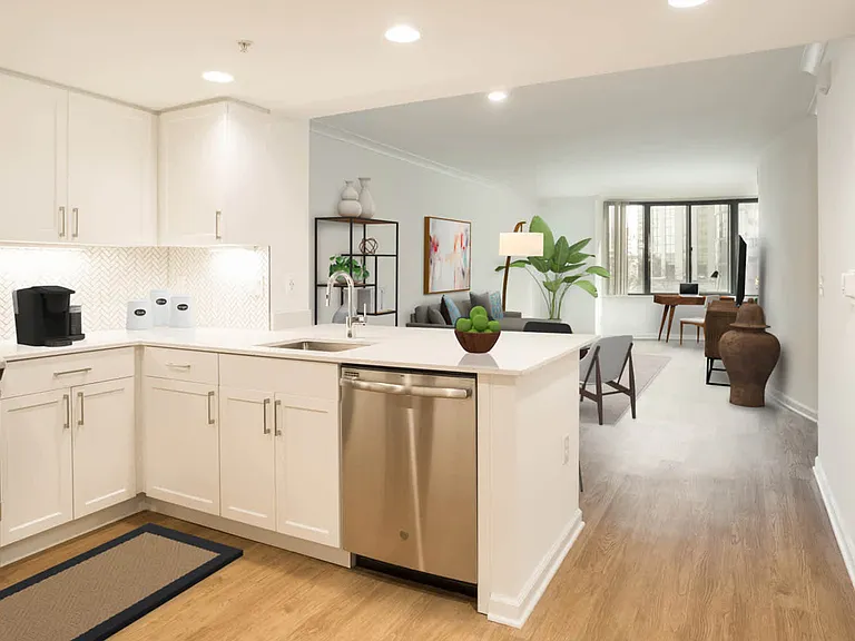 Kitchen and Living Room with Hard Surface Flooring