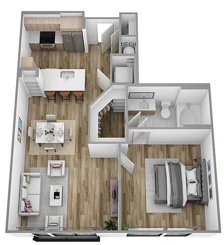 Floor plan D | 1 Bed | 1 Bath
