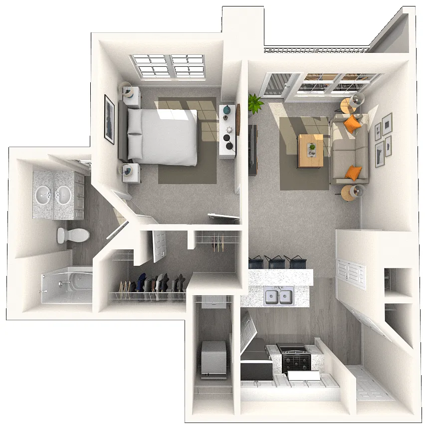 Floor plan Traditional 1x1 559-594 SF
