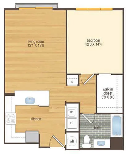 Floor plan 1X1 823-A03