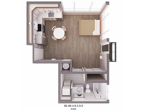 Floor plan 302 402 A B C E