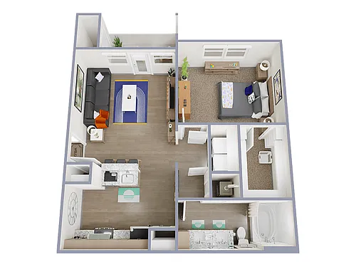 Floor plan 1 Bed, 1 Bath A (160% Income Restricted)