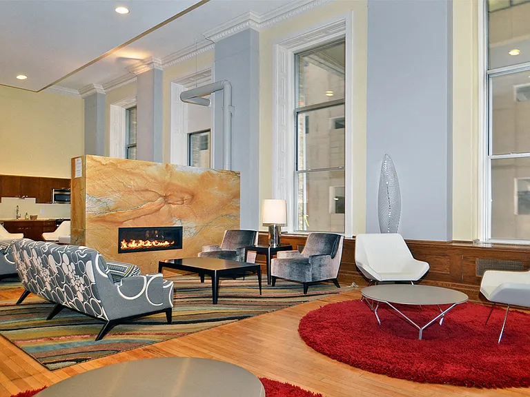 Pioneer Endicott social lounge fireplace