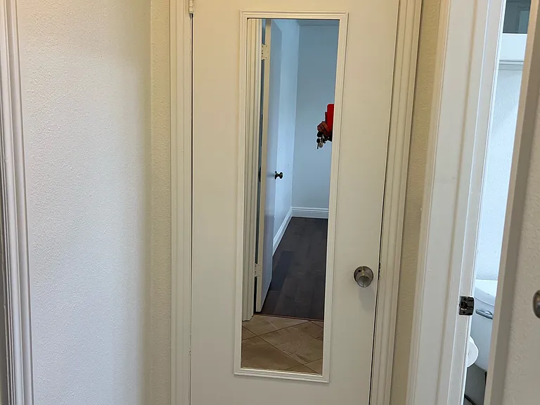 Hall Closet closed door with mirror