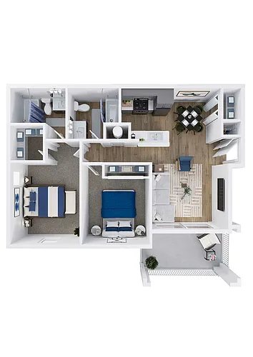 Floor plan 2X2AUP - Elm Renovated