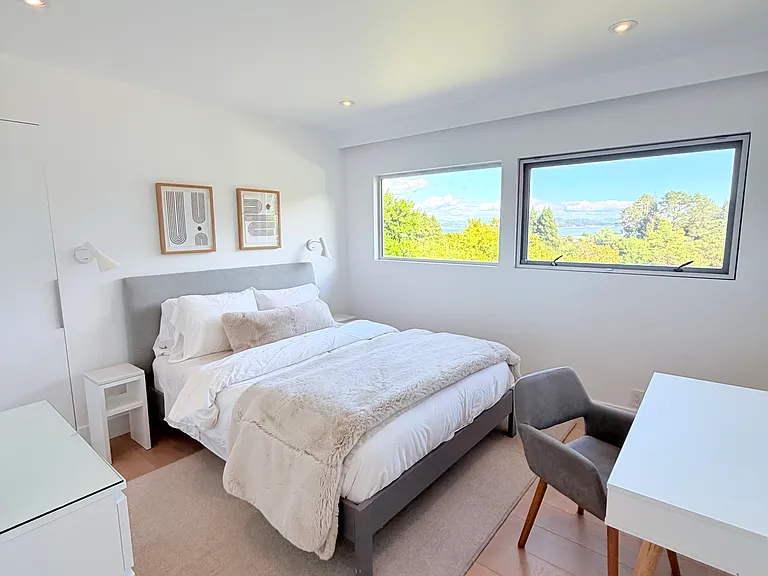 Bedroom two, queen bed, water view