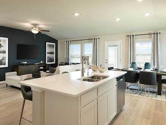 Kitchen, Living Room, and Dining Room