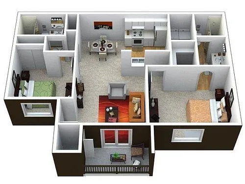 Floor plan 2 Bedroom 2 Bath