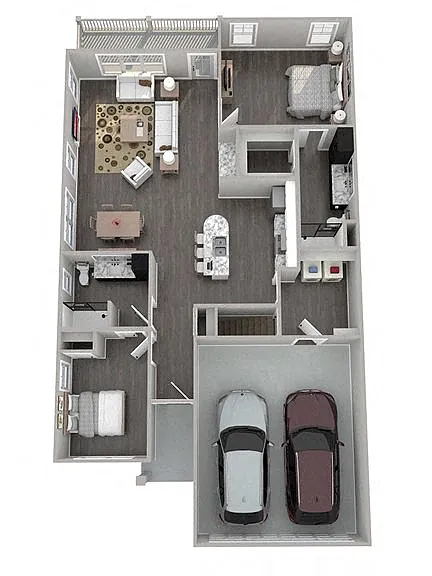 Floor plan 2 Bedroom - 2 Bath With Basement